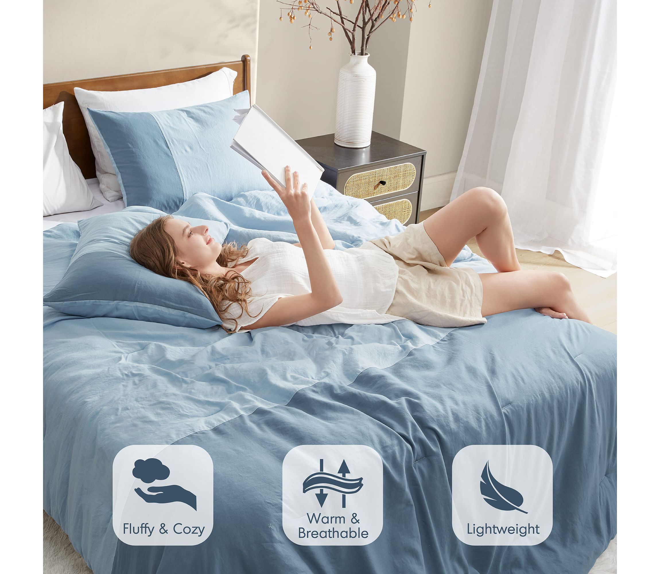 Miro Soft Washed Color Block Comforter Set