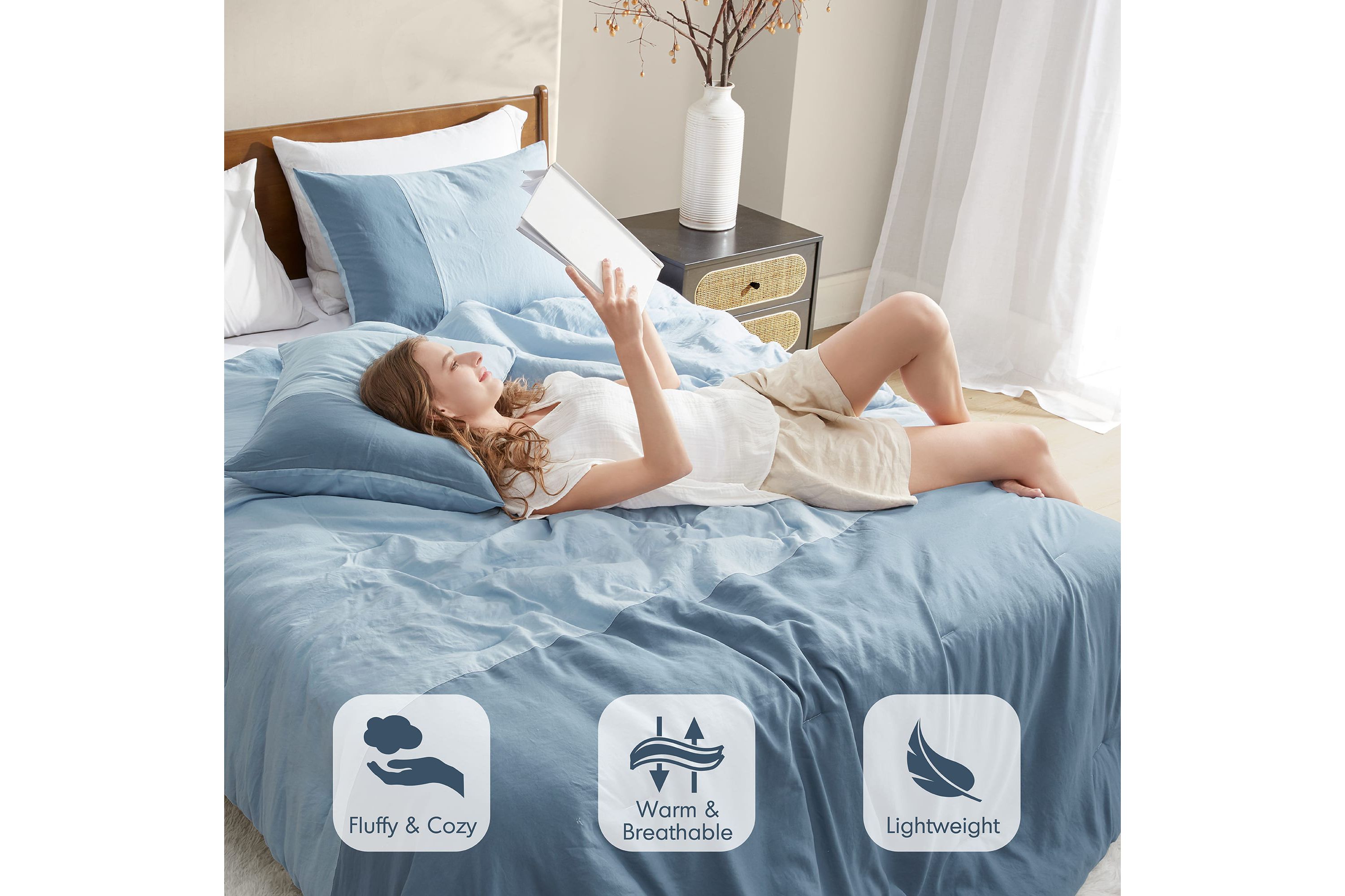 Miro Soft Washed Color Block Comforter Set