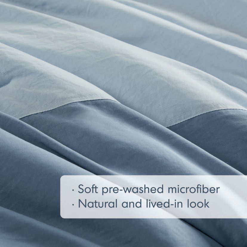 Miro Soft Washed Color Block Comforter Set