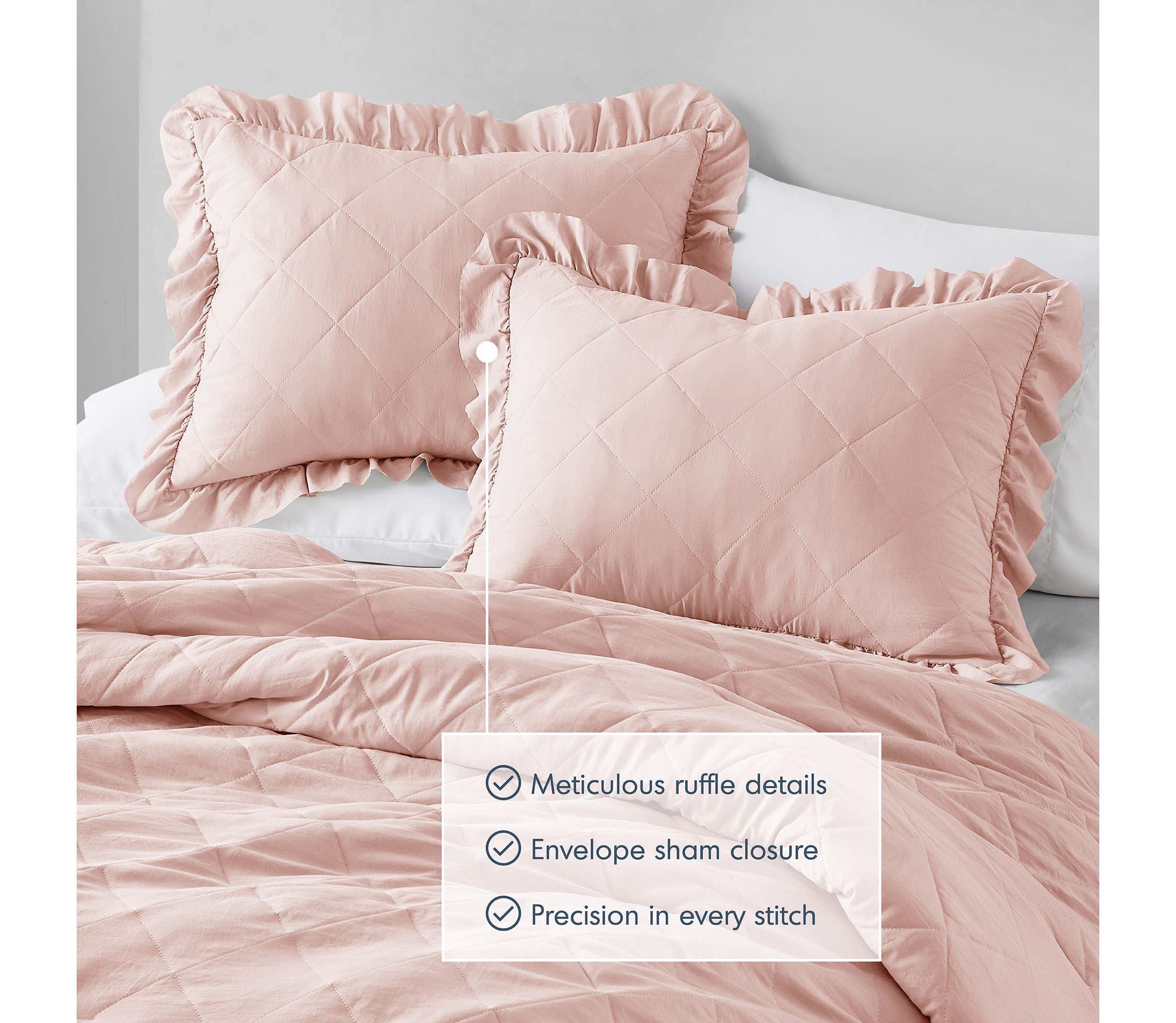 Phoebe Diamond Quilted Ruffle Edge Comforter Set