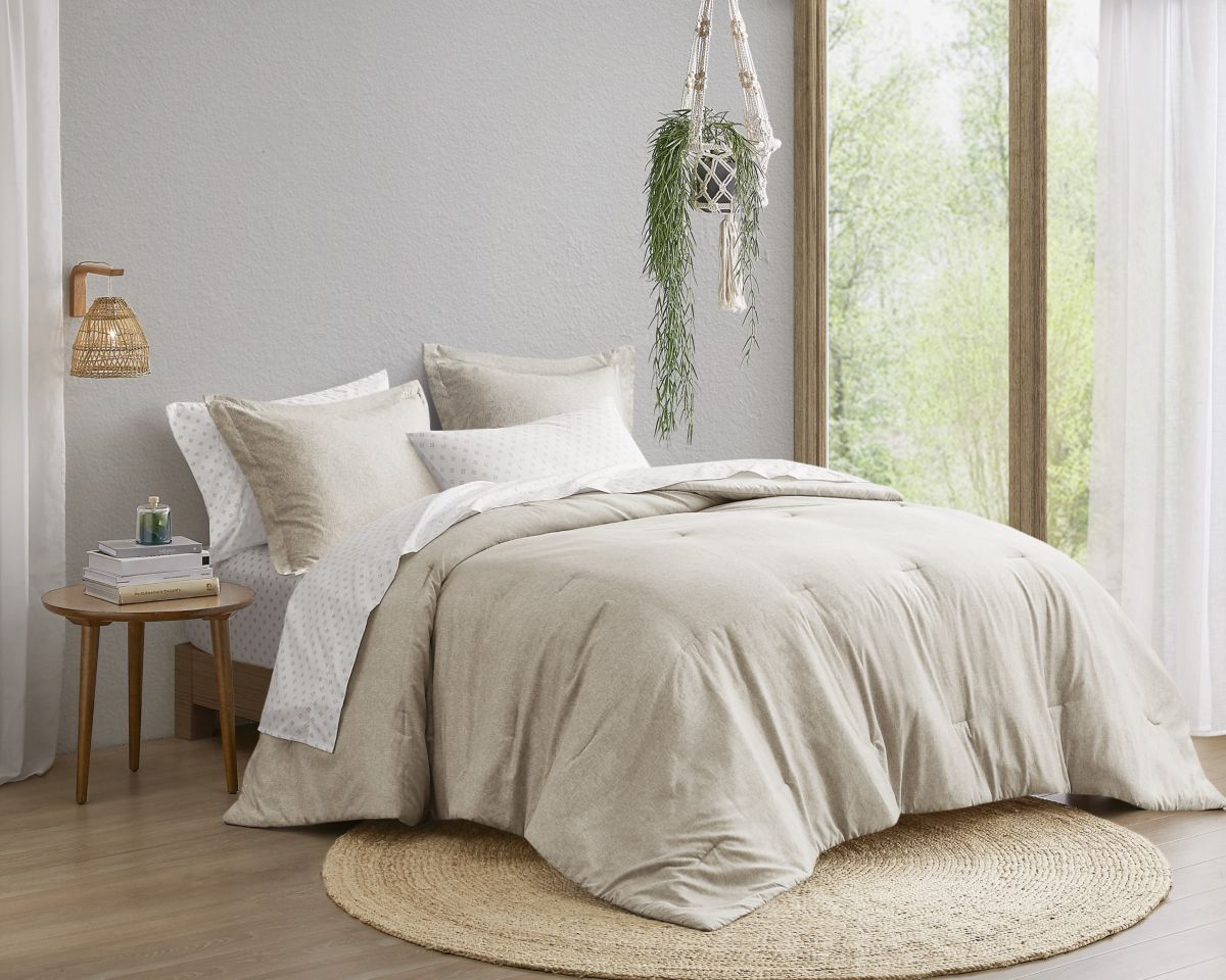 Camden Chambray Print Microfiber Comforter Set with Bed Sheets