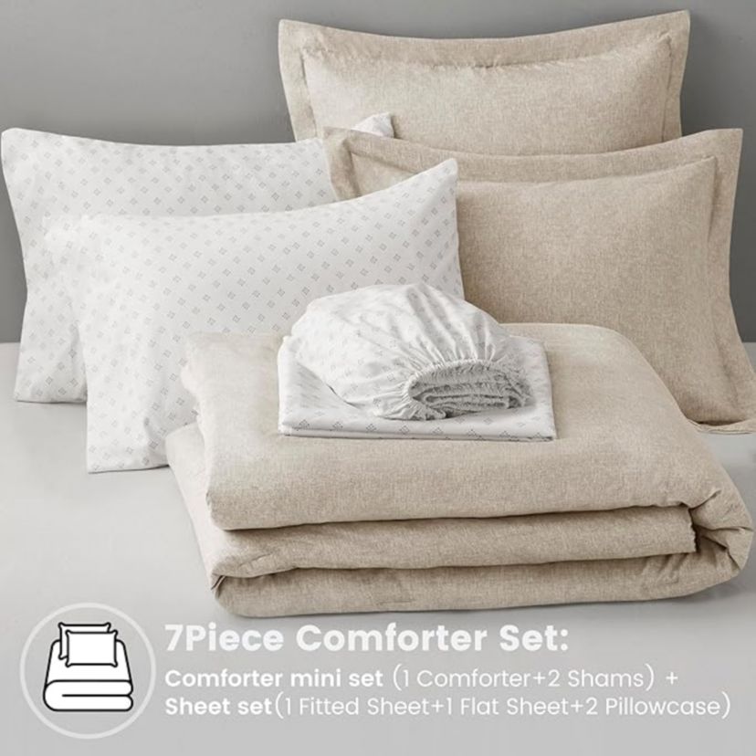 Camden Chambray Print Microfiber Comforter Set with Bed Sheets