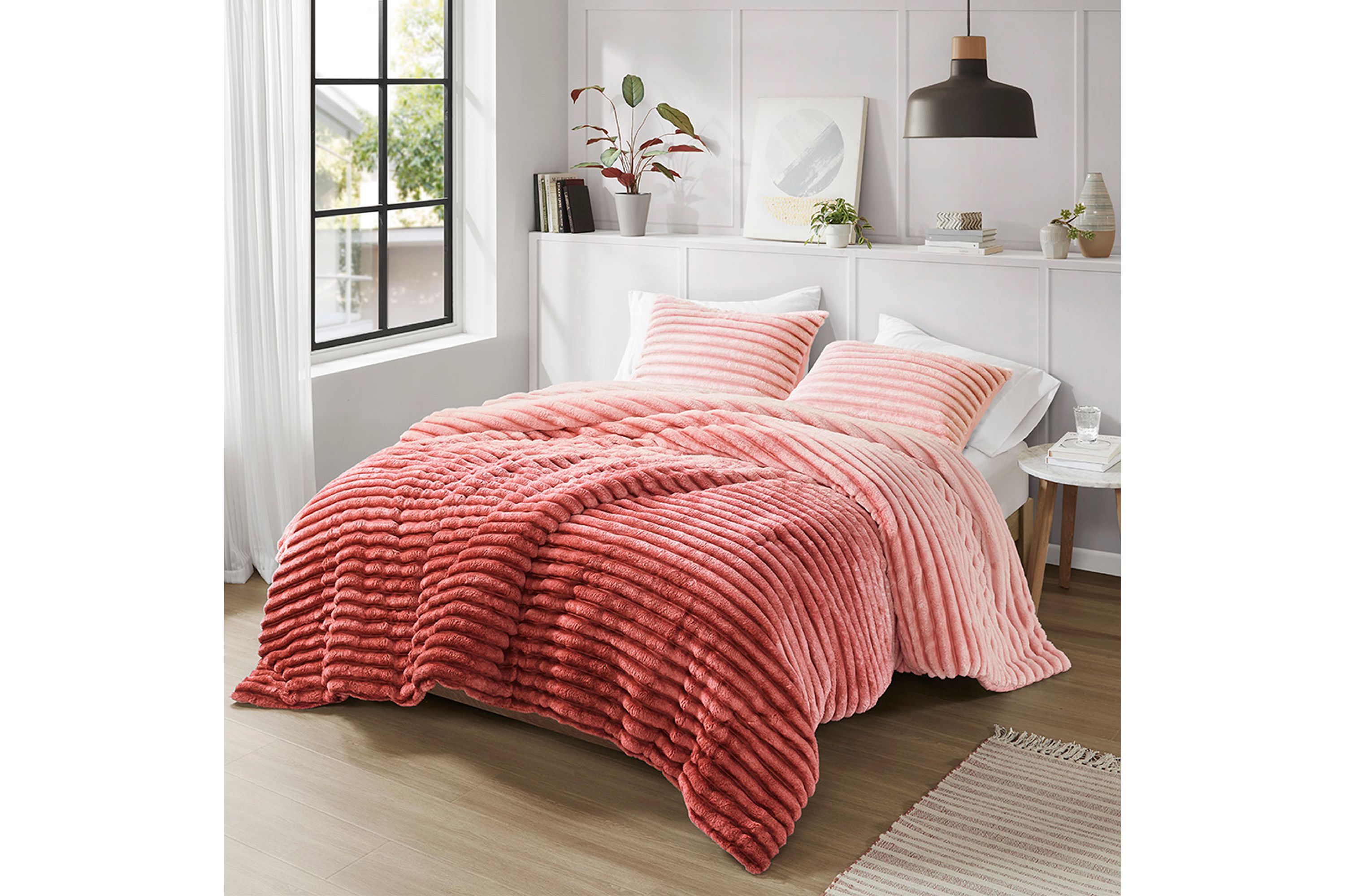 Avril Fluffy Ribbed Plush Comforter Set