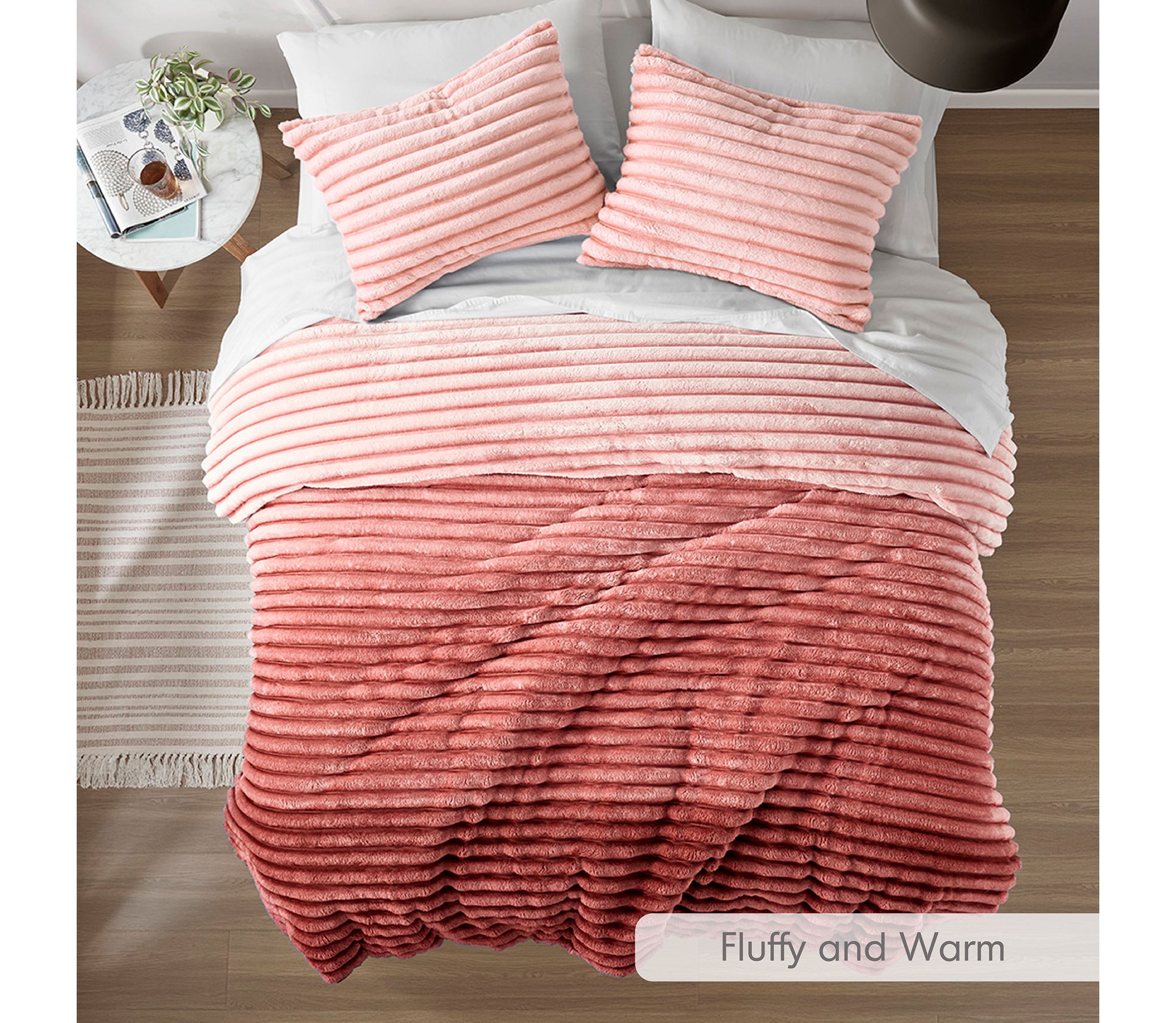 Avril Fluffy Ribbed Plush Comforter Set