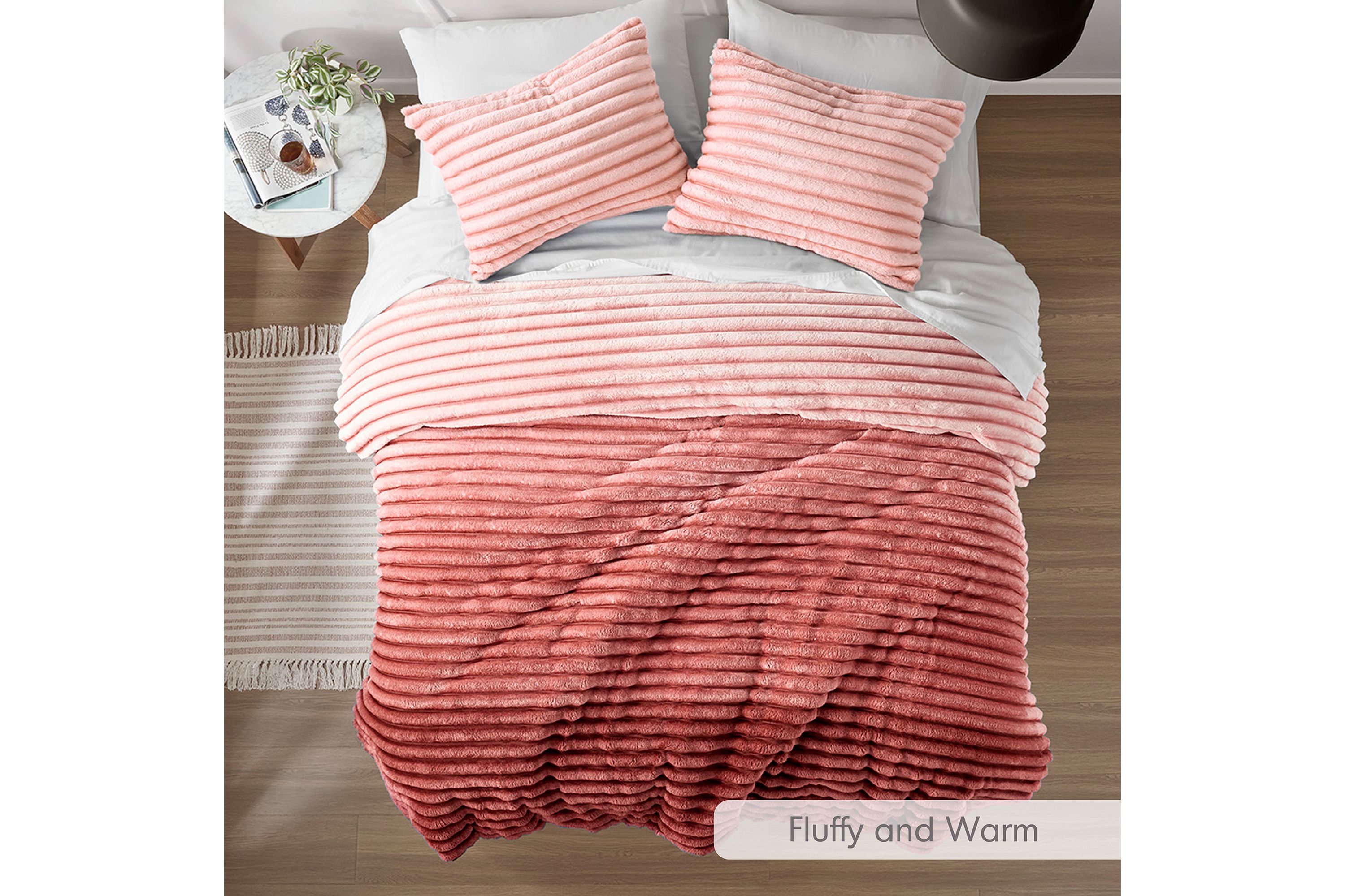 Avril Fluffy Ribbed Plush Comforter Set