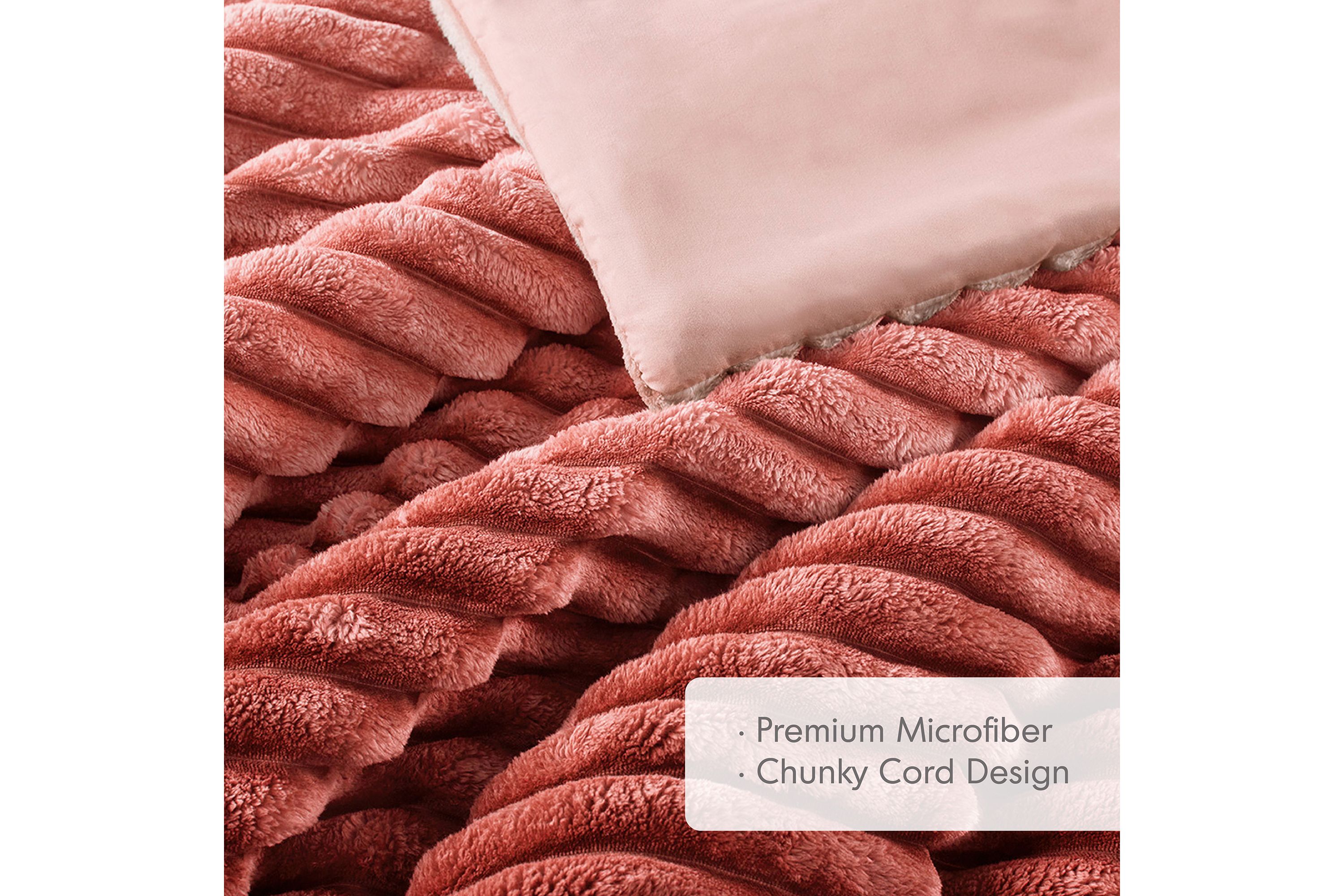 Avril Fluffy Ribbed Plush Comforter Set