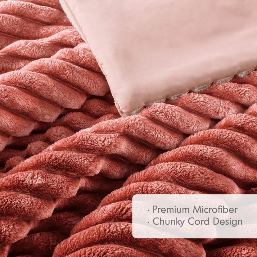 Avril Fluffy Ribbed Plush Comforter Set