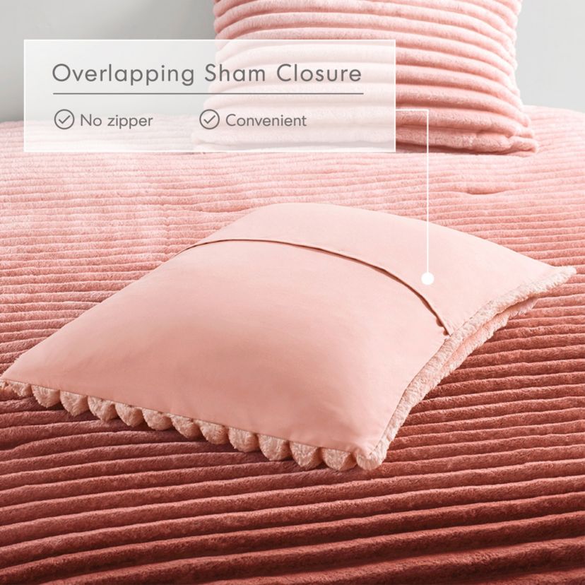 Avril Fluffy Ribbed Plush Comforter Set