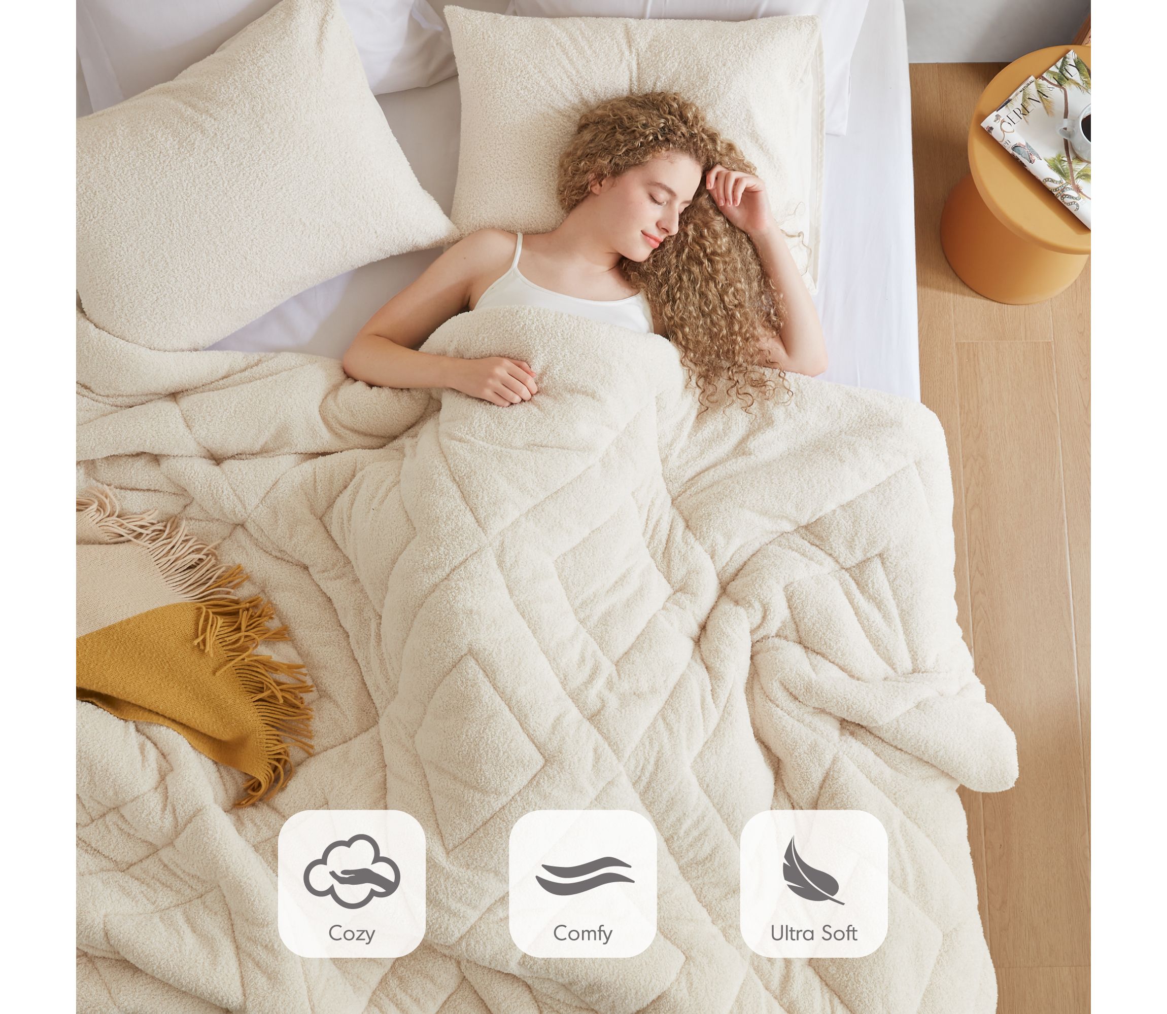 Kyla Double Diamond Quilted Teddy Comforter Set