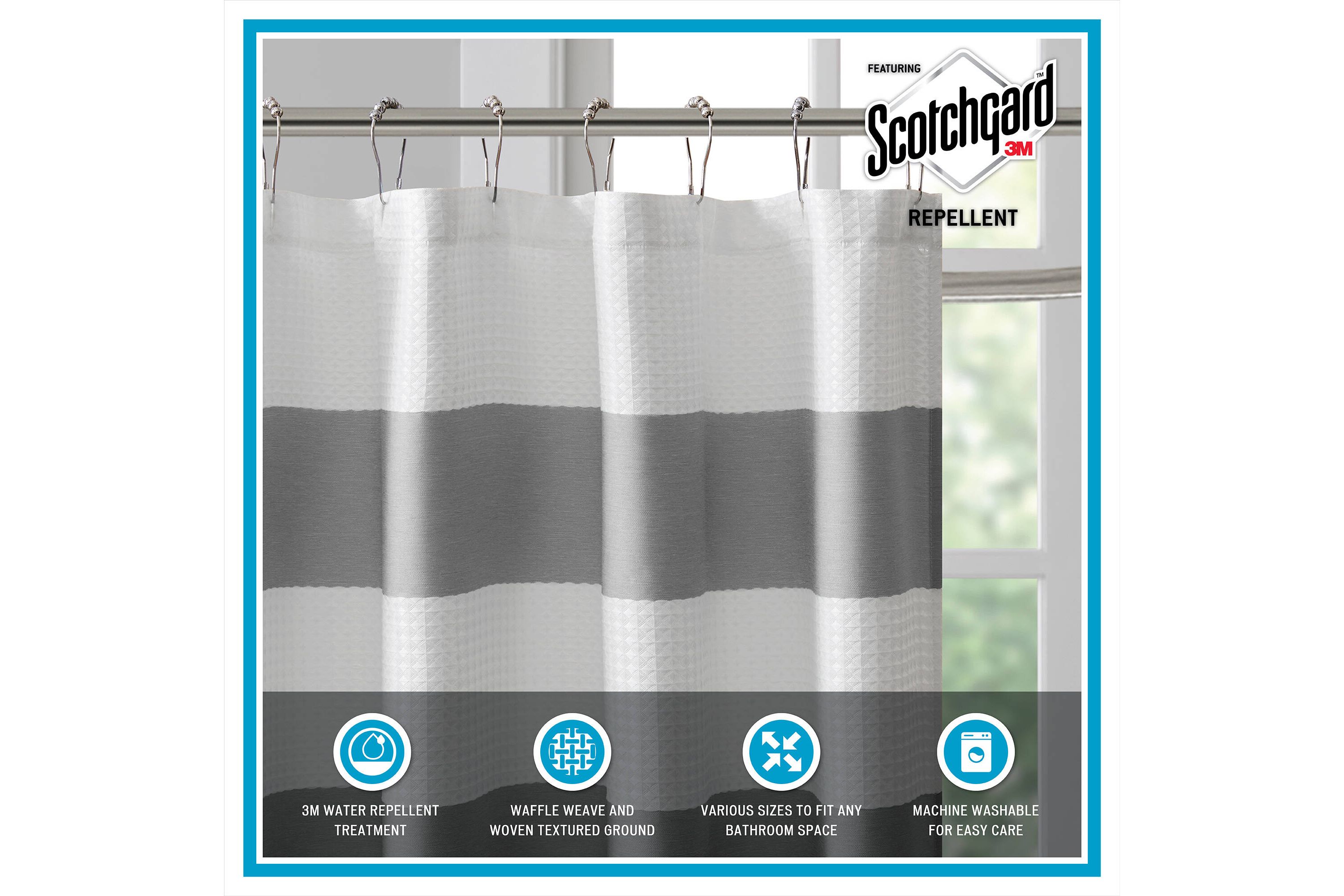 Spa Waffle Shower Curtain with 3M Treatment