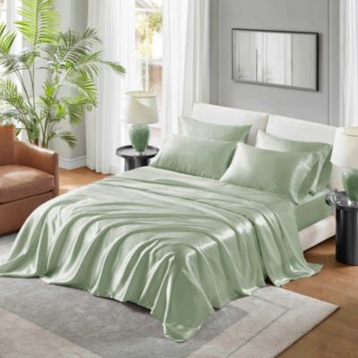 Madison Park Essentials Satin Luxury Sheet Set, Sage, King