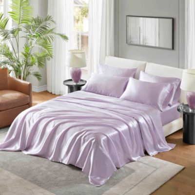 Madison Park Essentials Satin Luxury Sheet Set, Lilac, California King