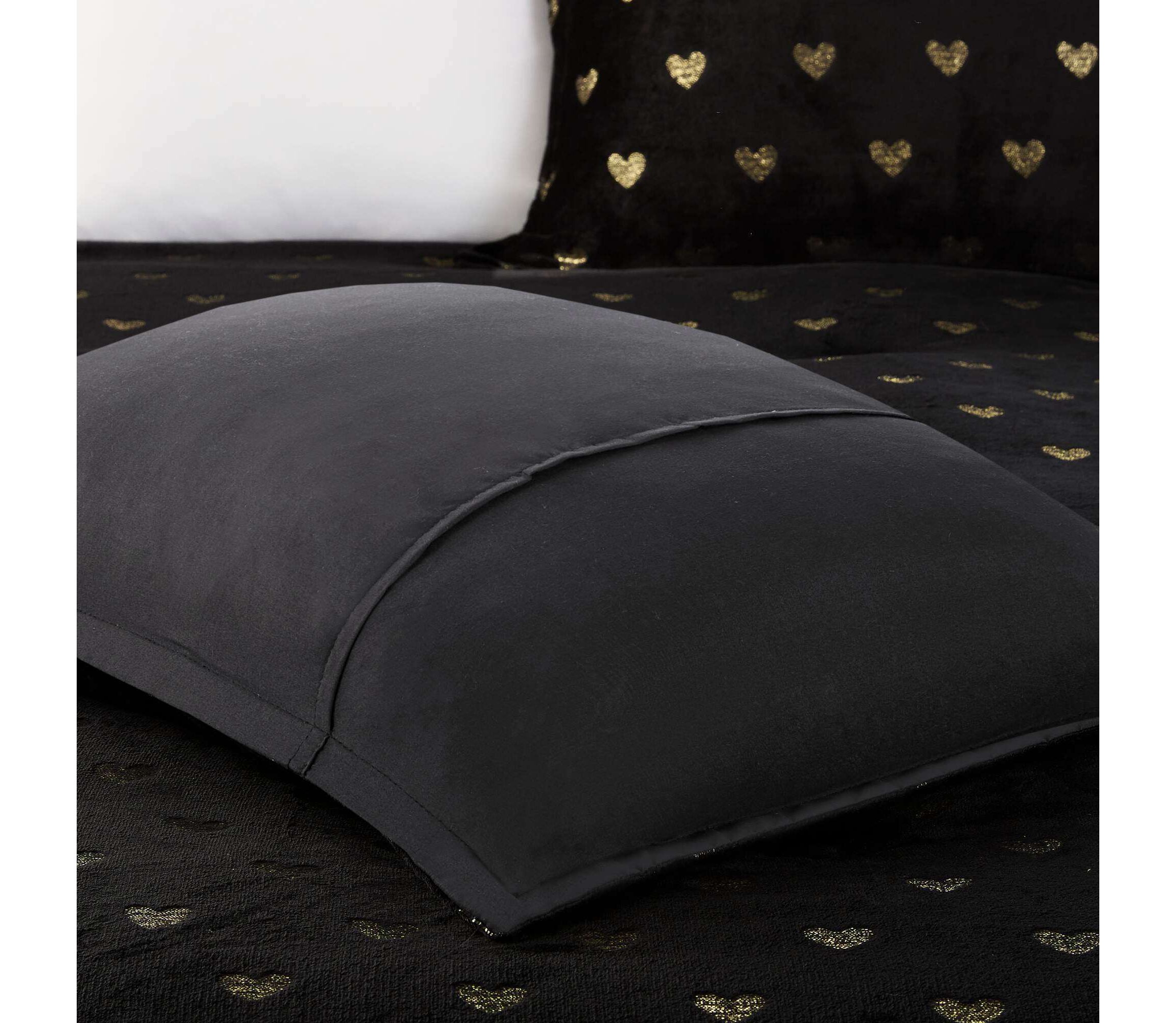 Rosalie Metallic Printed Plush Comforter Set with Throw Pillow