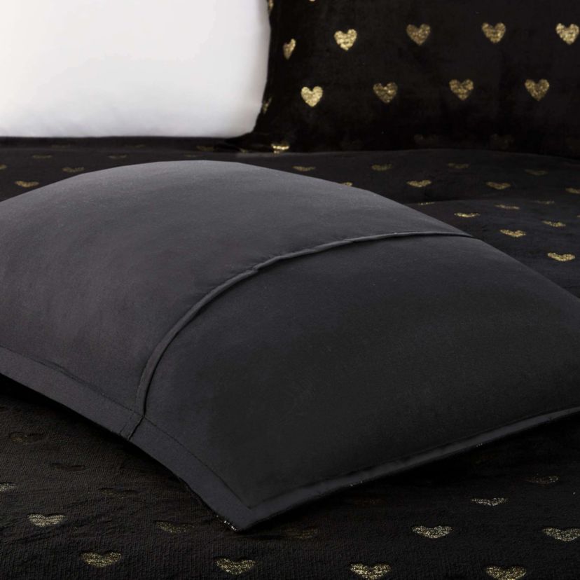 Rosalie Metallic Printed Plush Comforter Set with Throw Pillow