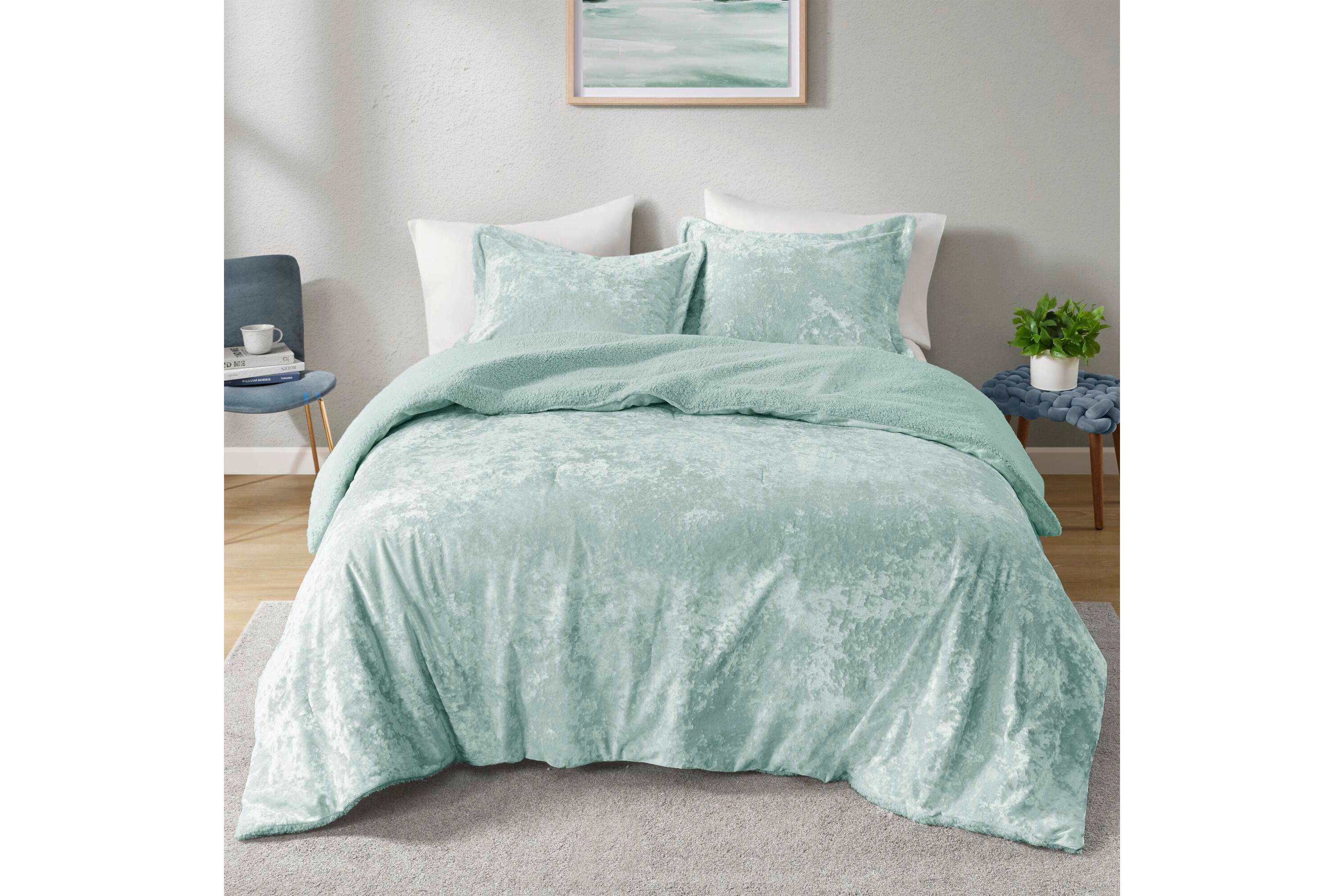 Mira Crushed Velvet Sherpa Reversible Comforter Set