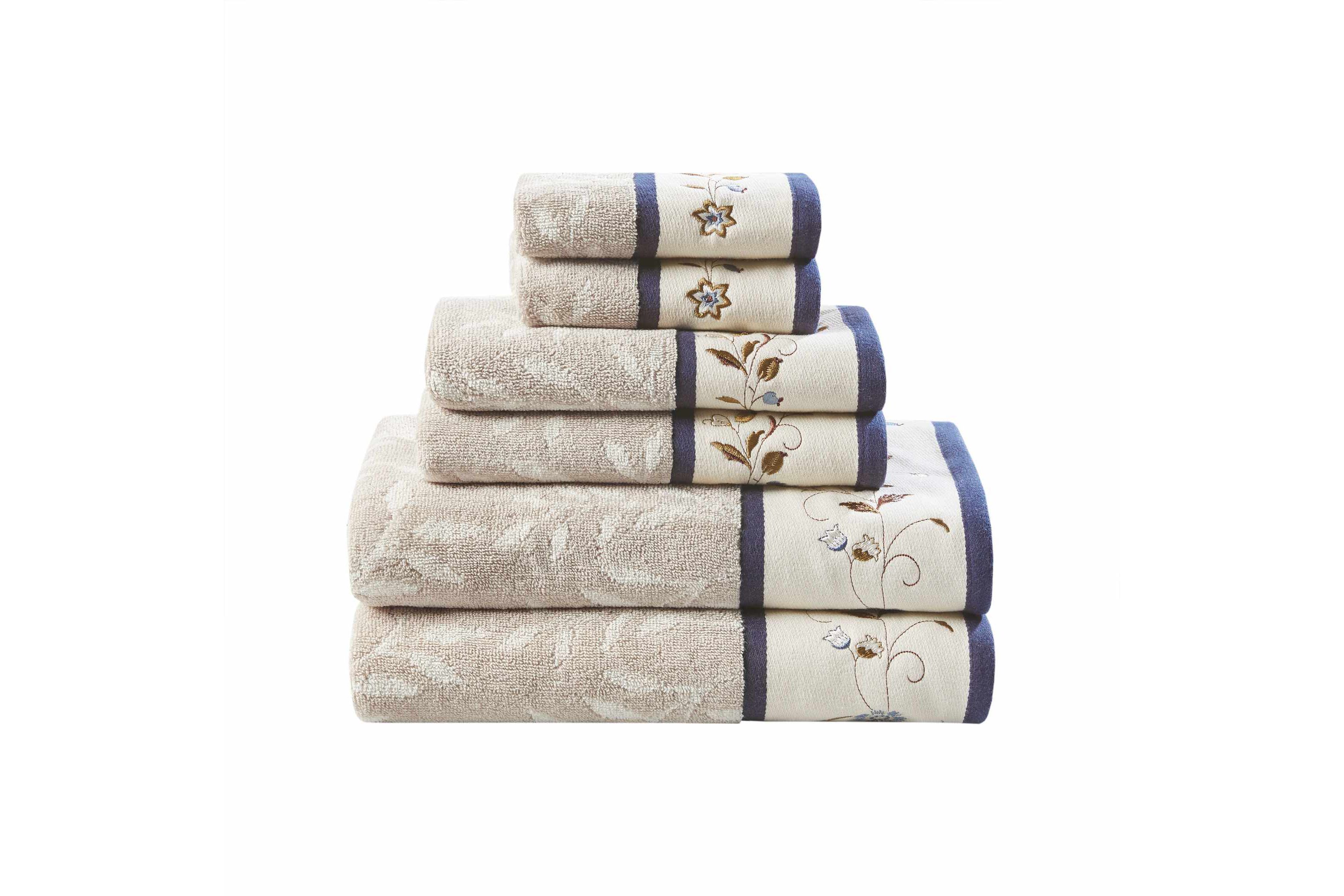 Serene Embroidered Cotton Jacquard 6 Piece Towel Set