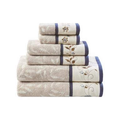 Serene Embroidered Cotton Jacquard 6 Piece Towel Set