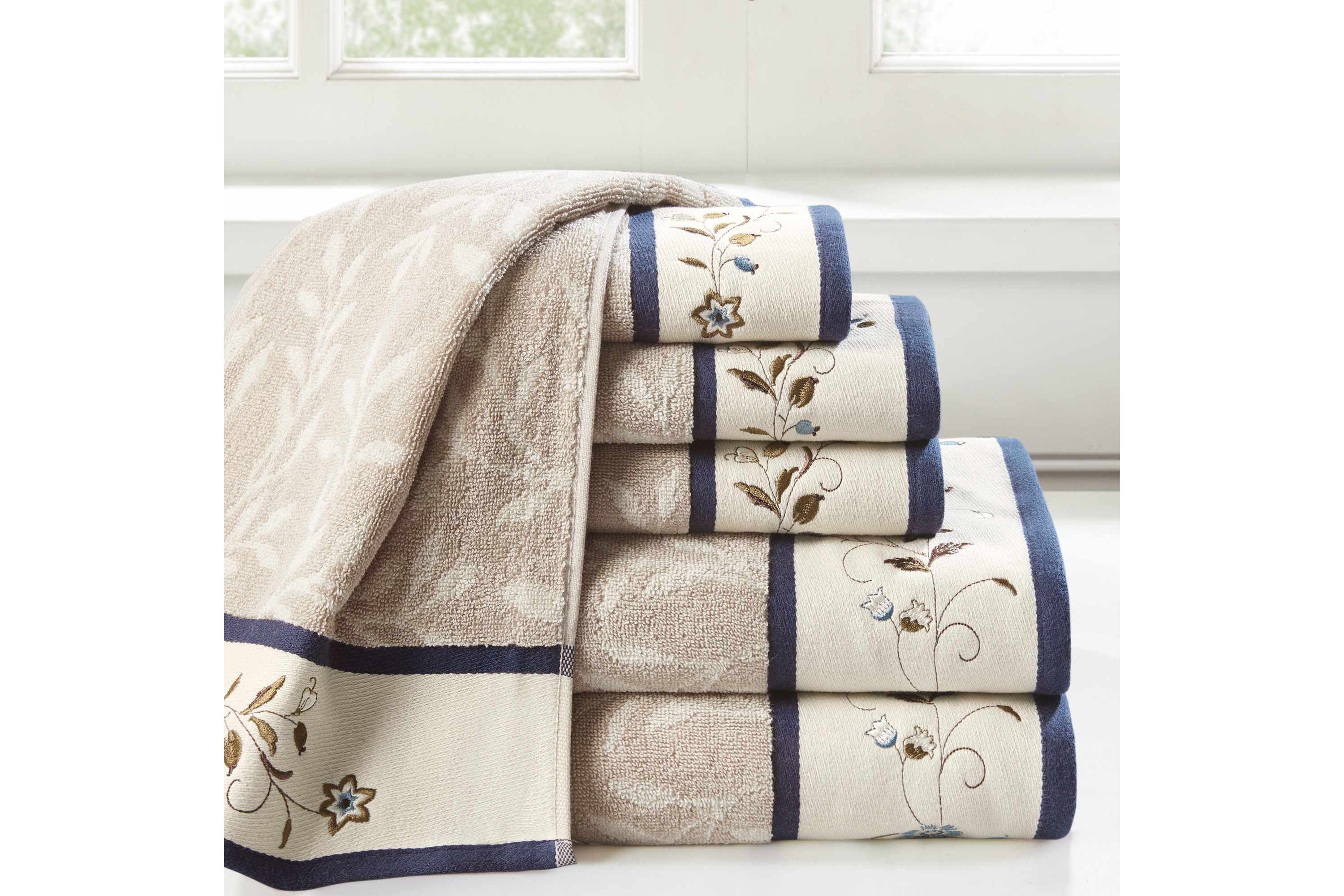 Serene Embroidered Cotton Jacquard 6 Piece Towel Set