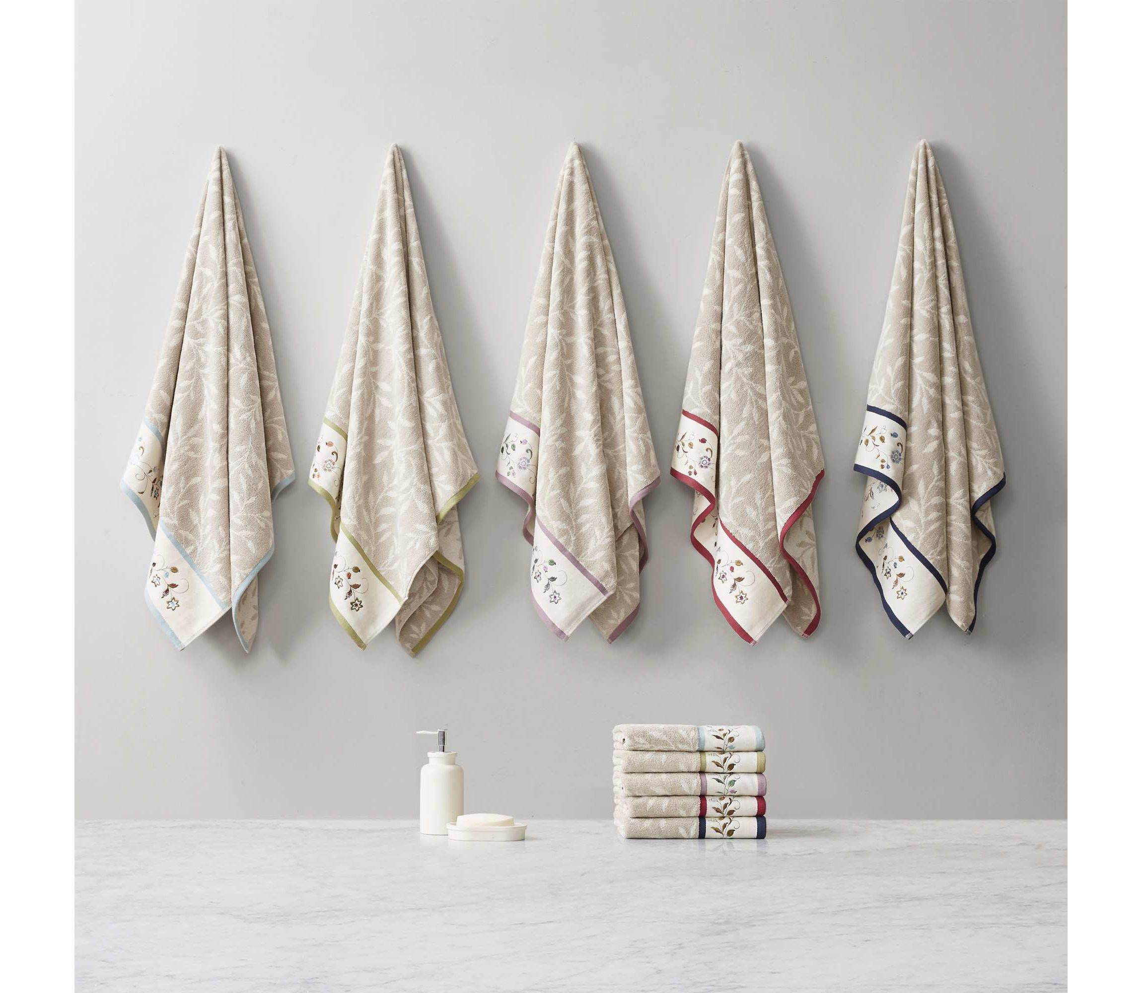 Serene Embroidered Cotton Jacquard 6 Piece Towel Set