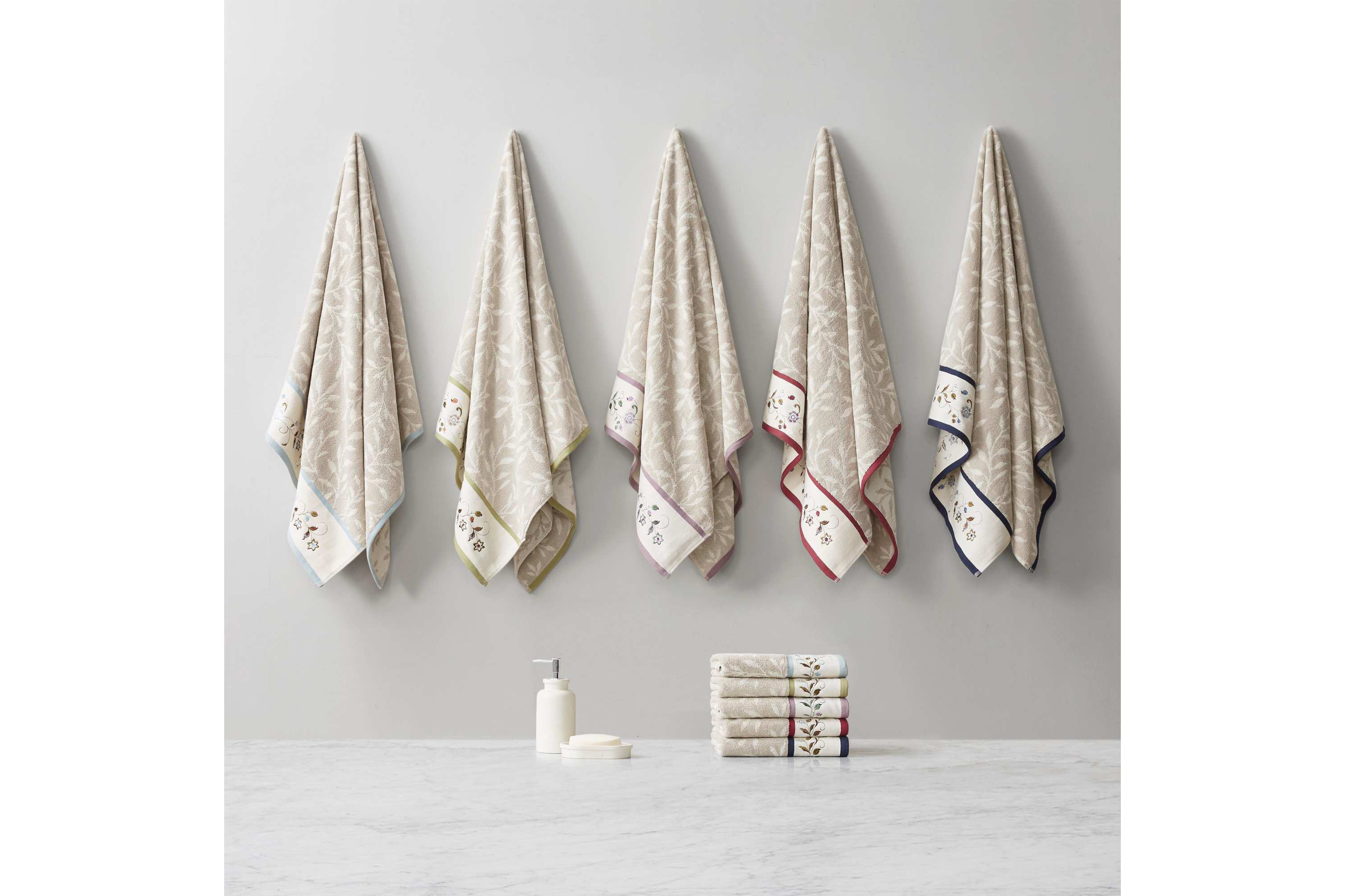 Serene Embroidered Cotton Jacquard 6 Piece Towel Set