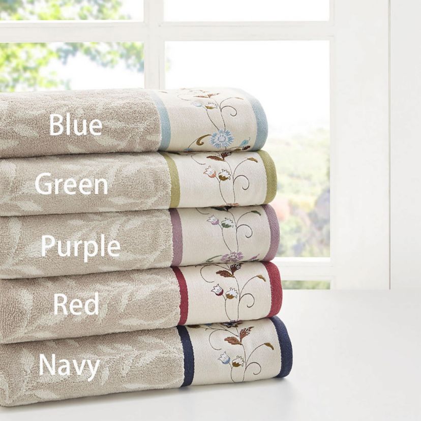 Serene Embroidered Cotton Jacquard 6 Piece Towel Set