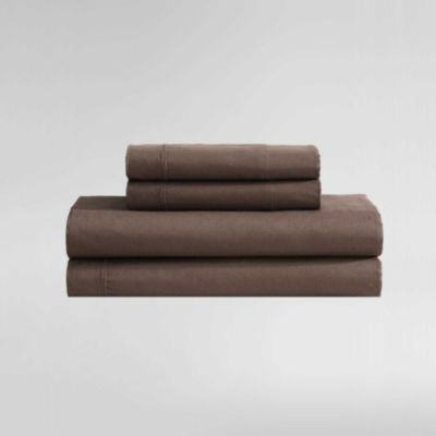 Calvin Klein Washed Percale Cotton Sheet Set, Brown, King