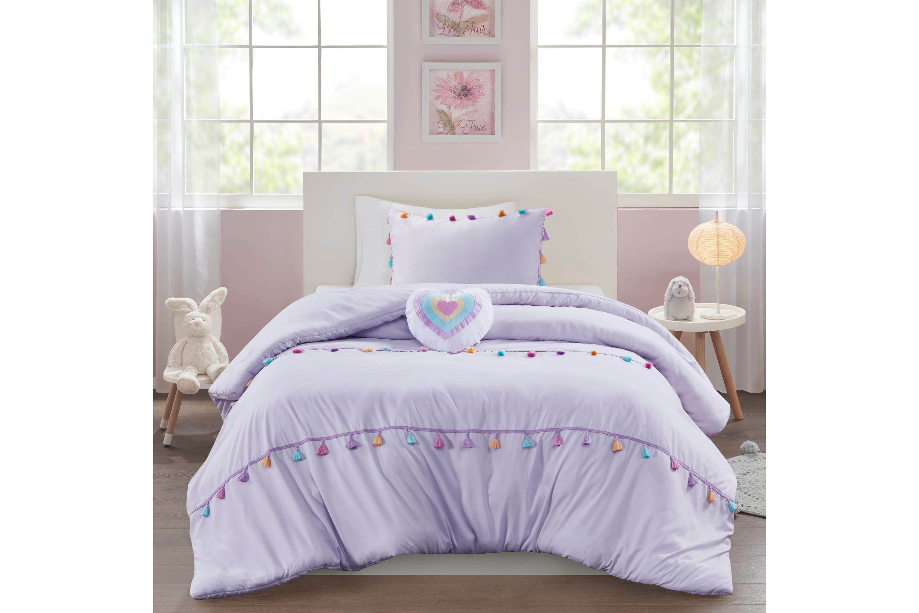 Tessa Tassel Comforter Set with Heart Shaped Throw Pillow