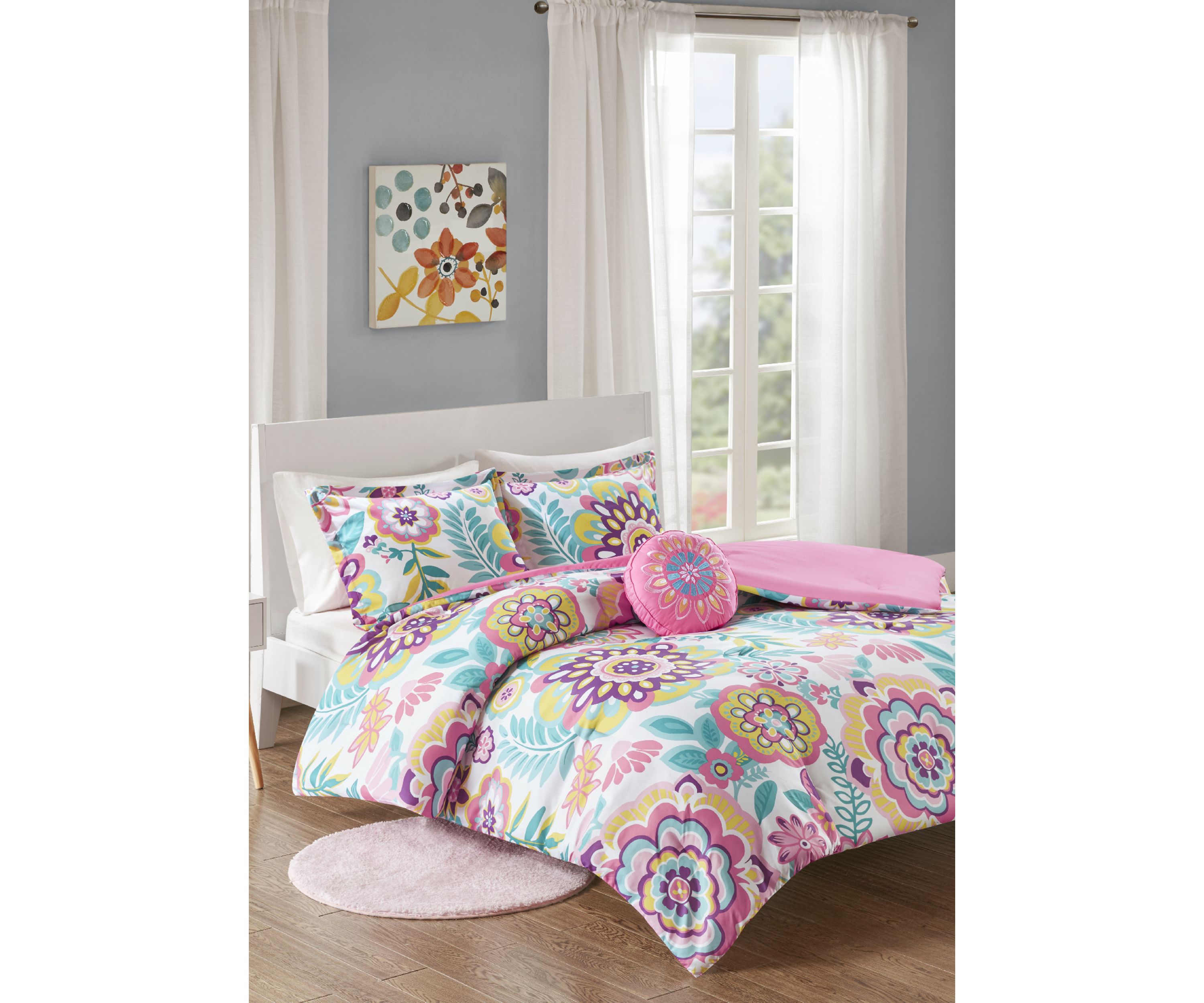 Camille Floral Comforter Set - Pink