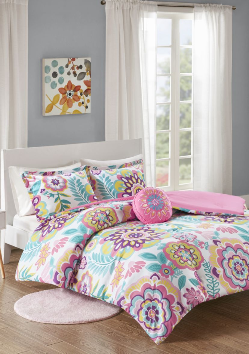 Camille Floral Comforter Set - Pink