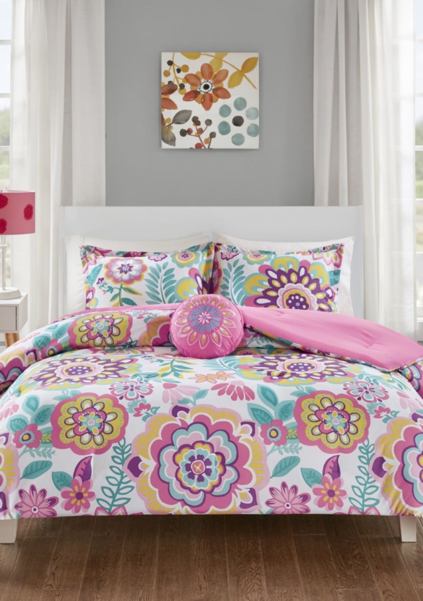 Camille Floral Comforter Set - Pink