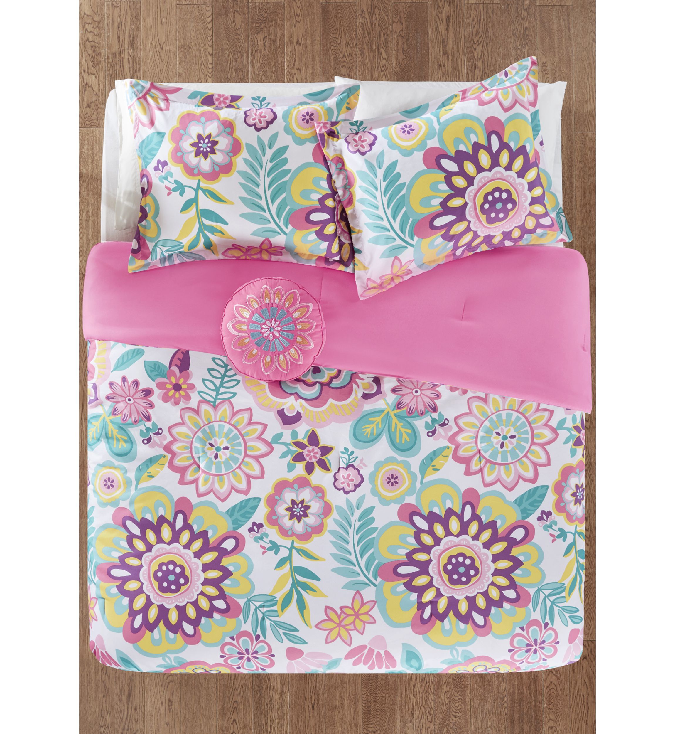 Camille Floral Comforter Set - Pink