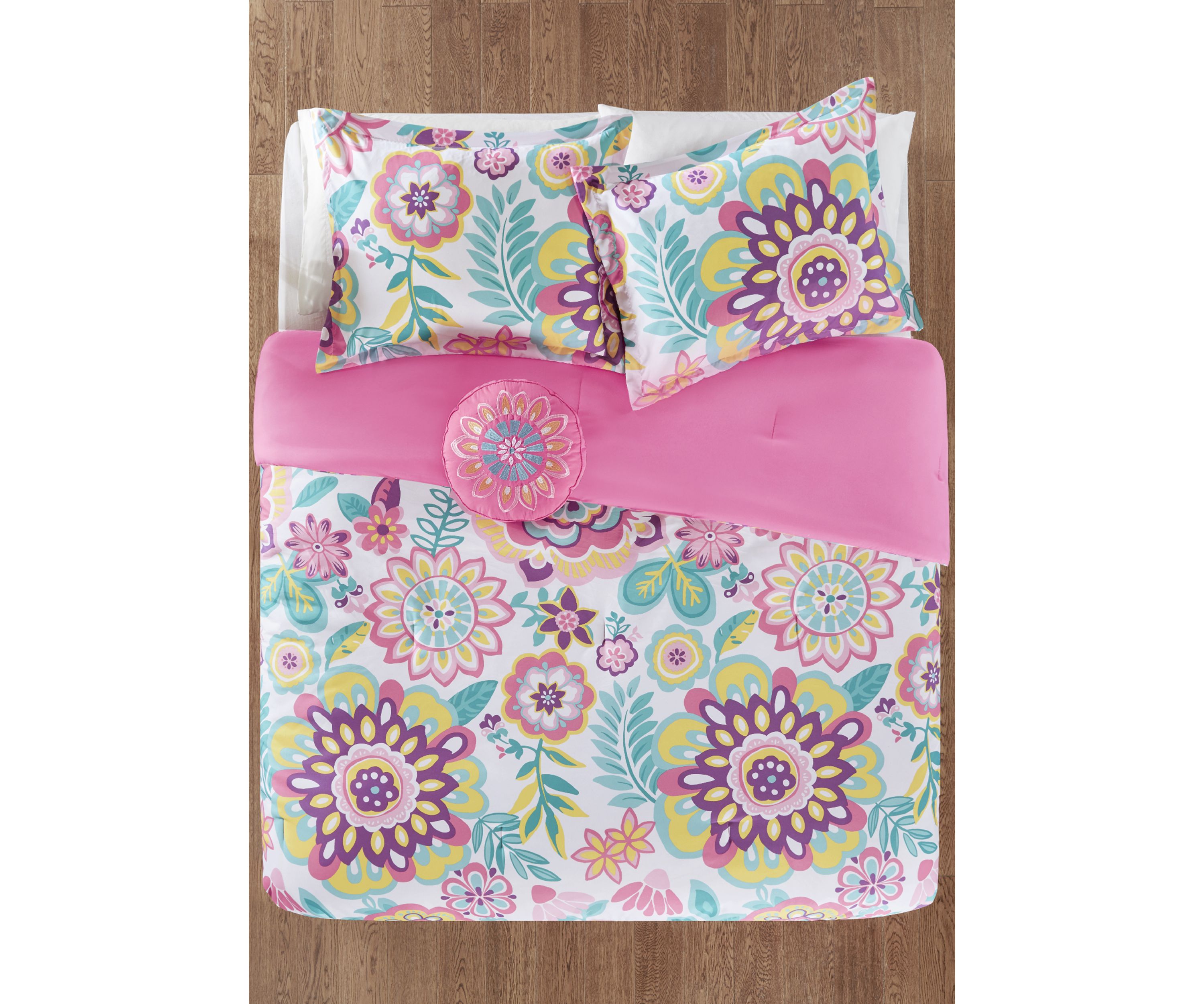 Camille Floral Comforter Set - Pink