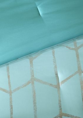 Raina Aqua and Silver Comforter Set