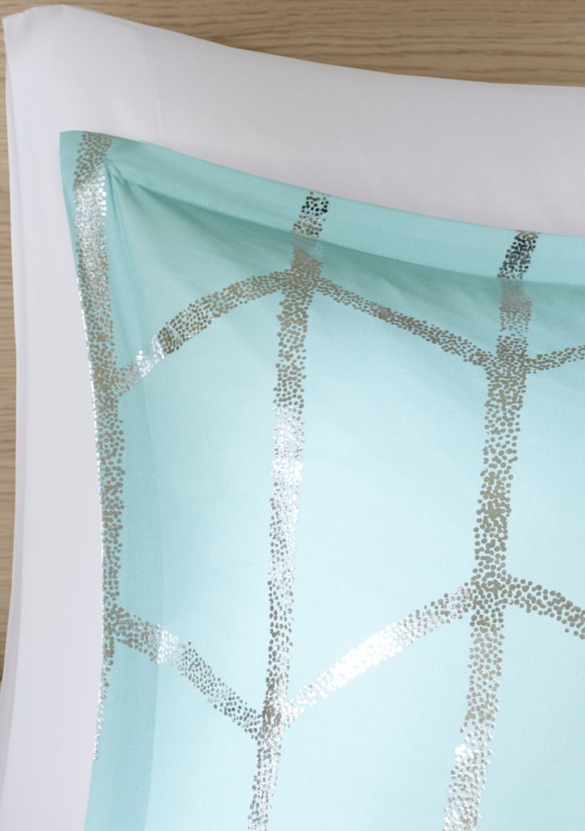 Raina Aqua and Silver Comforter Set 