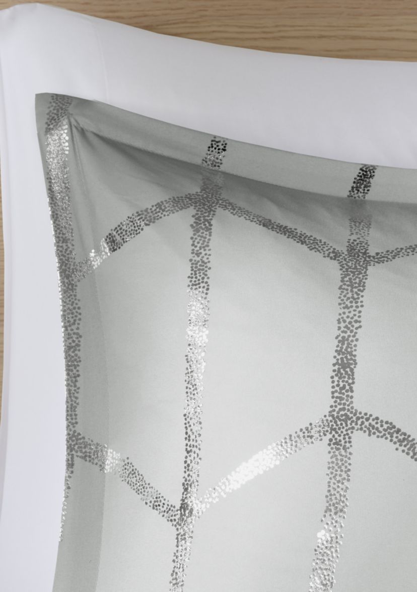Raina Gray and Silver Comforter Set 