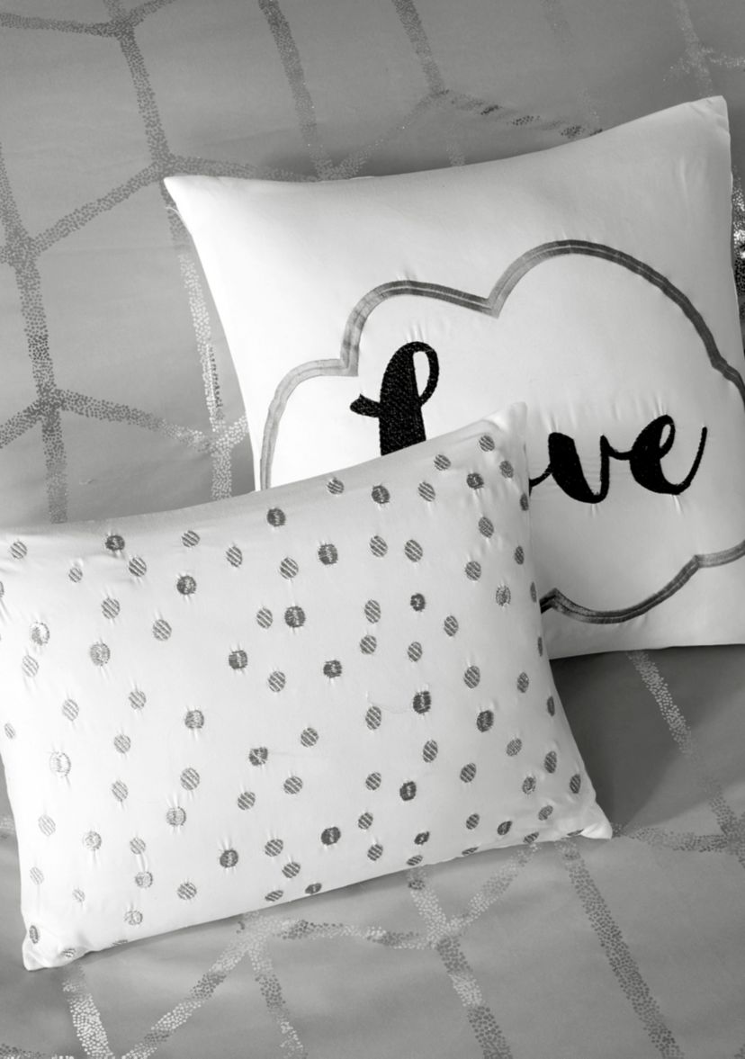 Raina Gray and Silver Comforter Set 