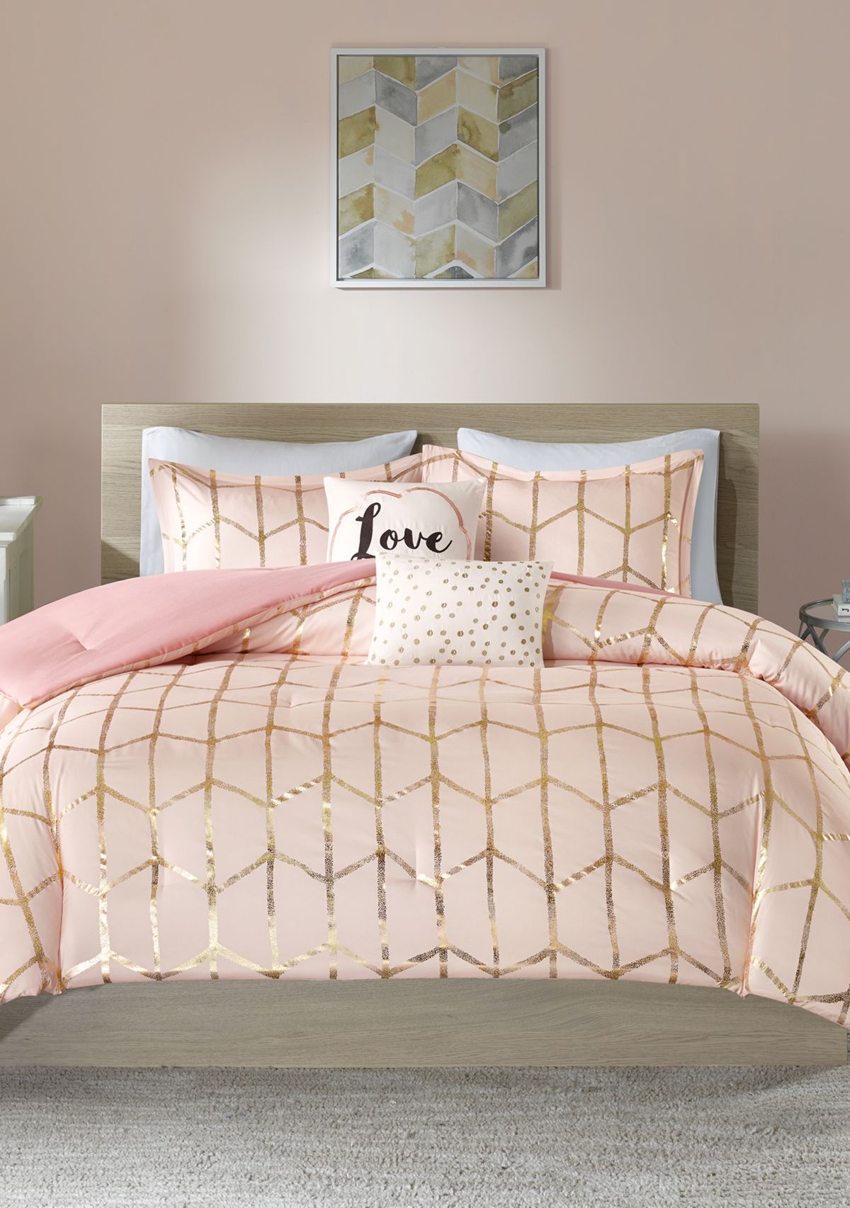 Raina Blush and Gold Comforter Set