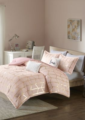 Intelligent Design Raina Blush And Gold Comforter Set Belk