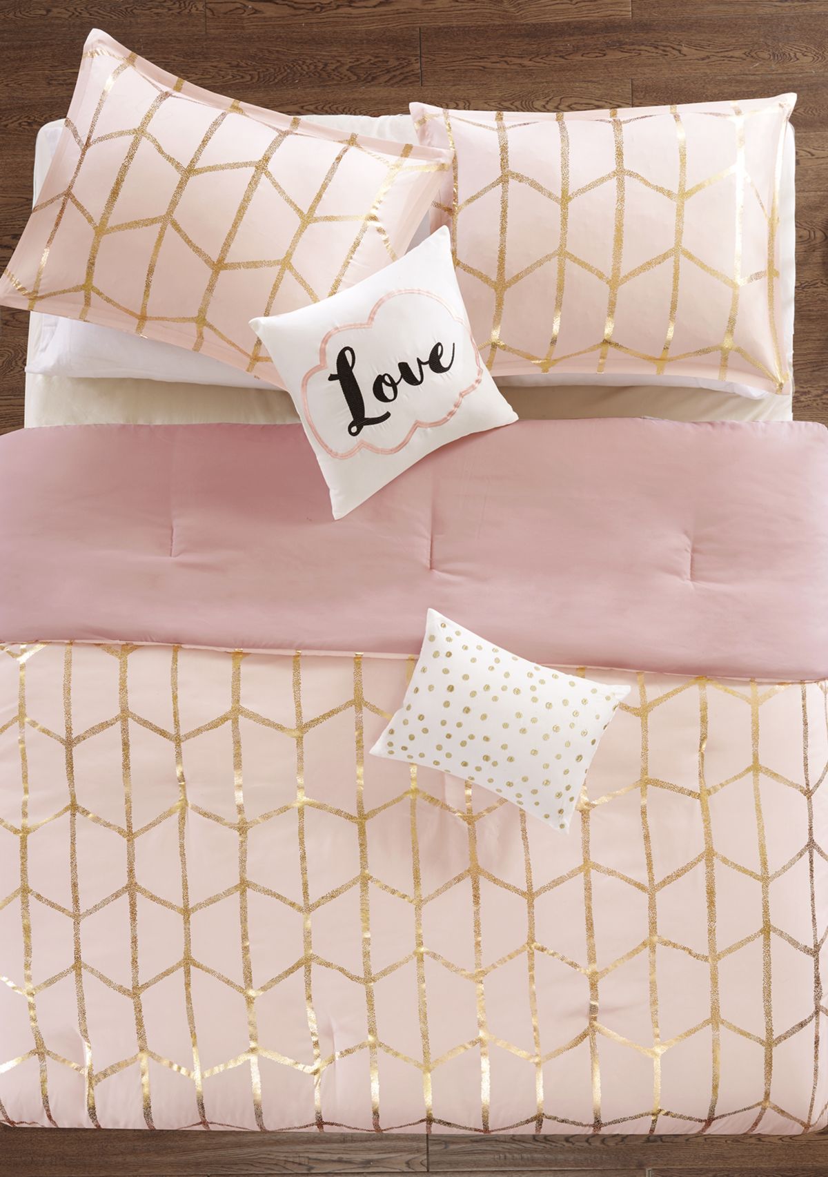 Raina Blush and Gold Comforter Set