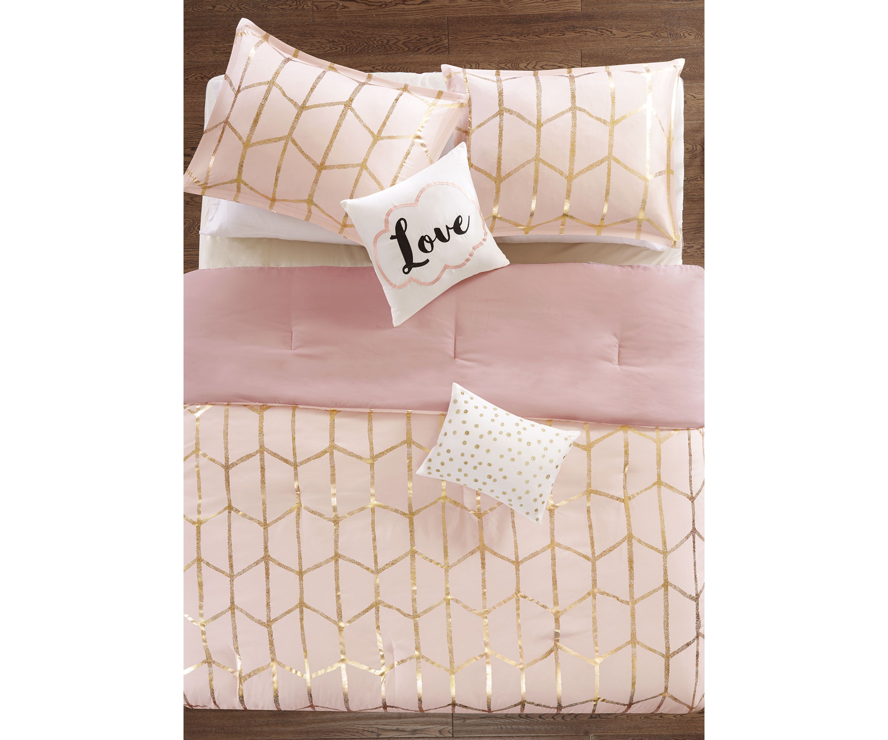 Raina Blush and Gold Comforter Set