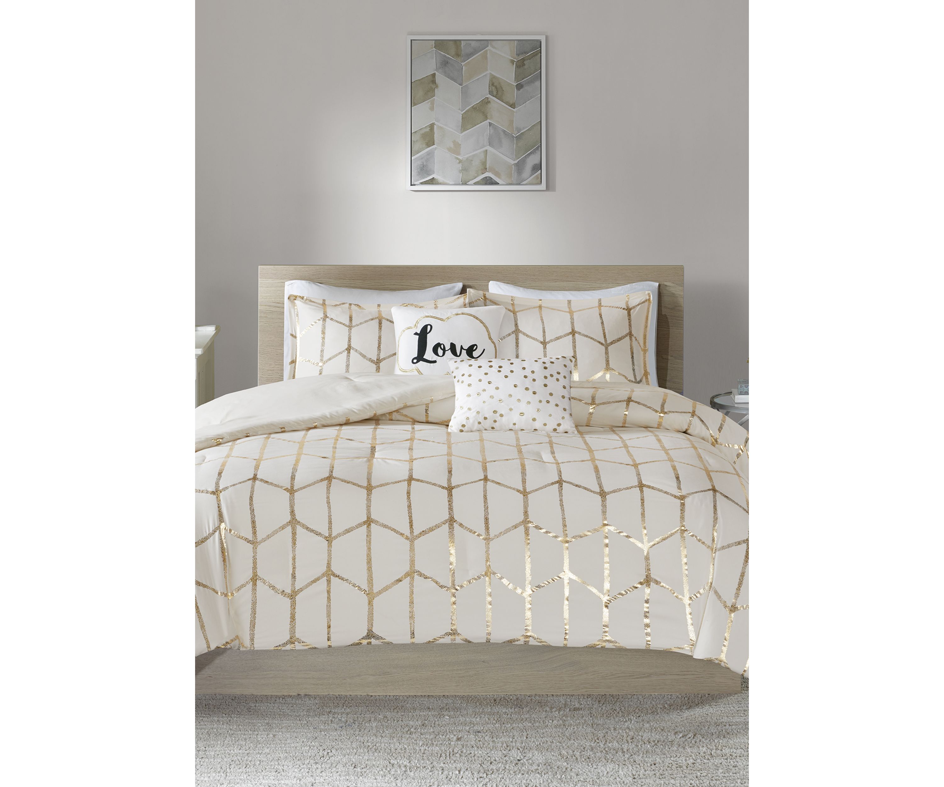 Raina Ivory and Gold Comforter Set