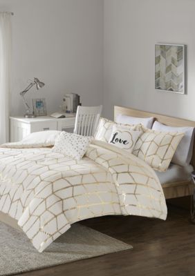 Raina Ivory and Gold Comforter Set