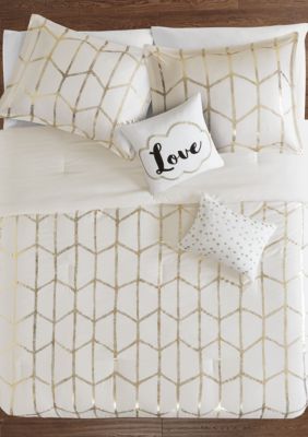 Raina Ivory and Gold Comforter Set