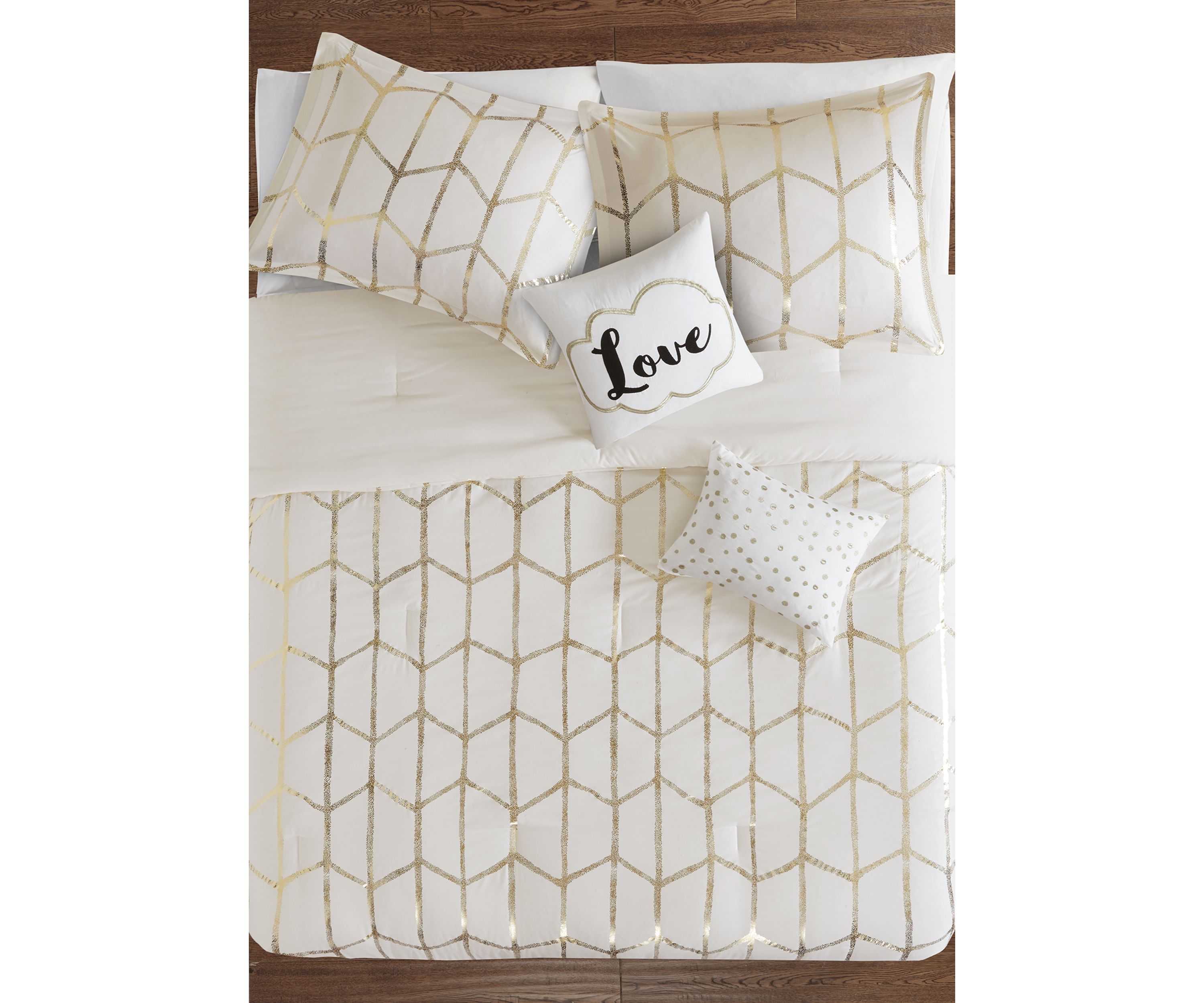 Raina Ivory and Gold Comforter Set