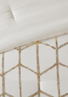 Raina Ivory and Gold Comforter Set