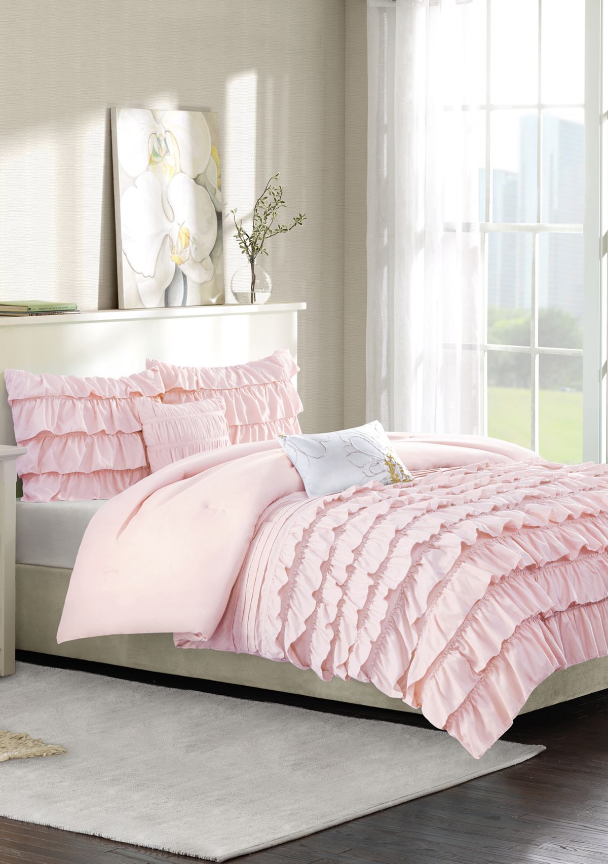 Intelligent Design Waterfall Comforter Set - Blush