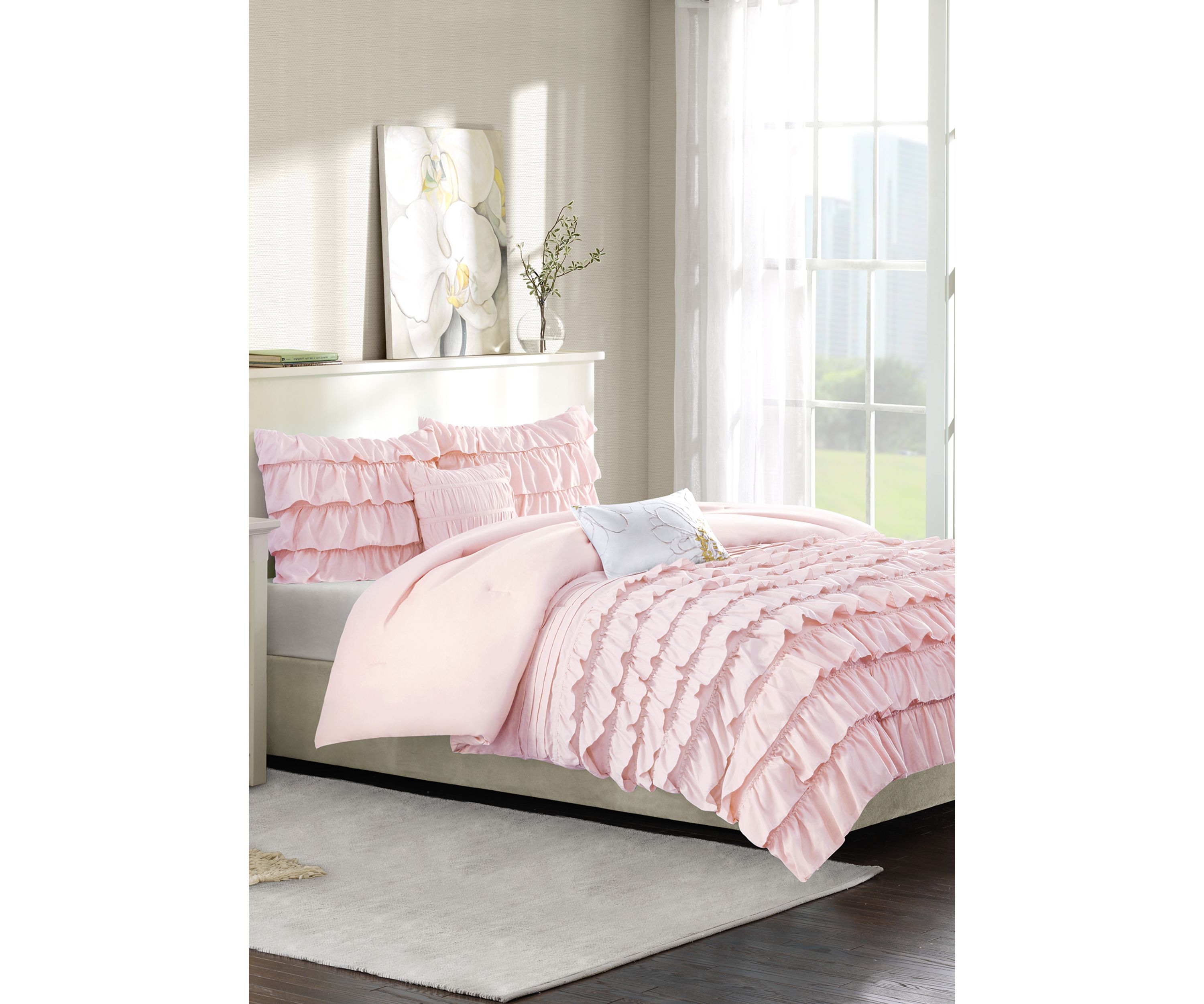 Intelligent Design Waterfall Comforter Set - Blush
