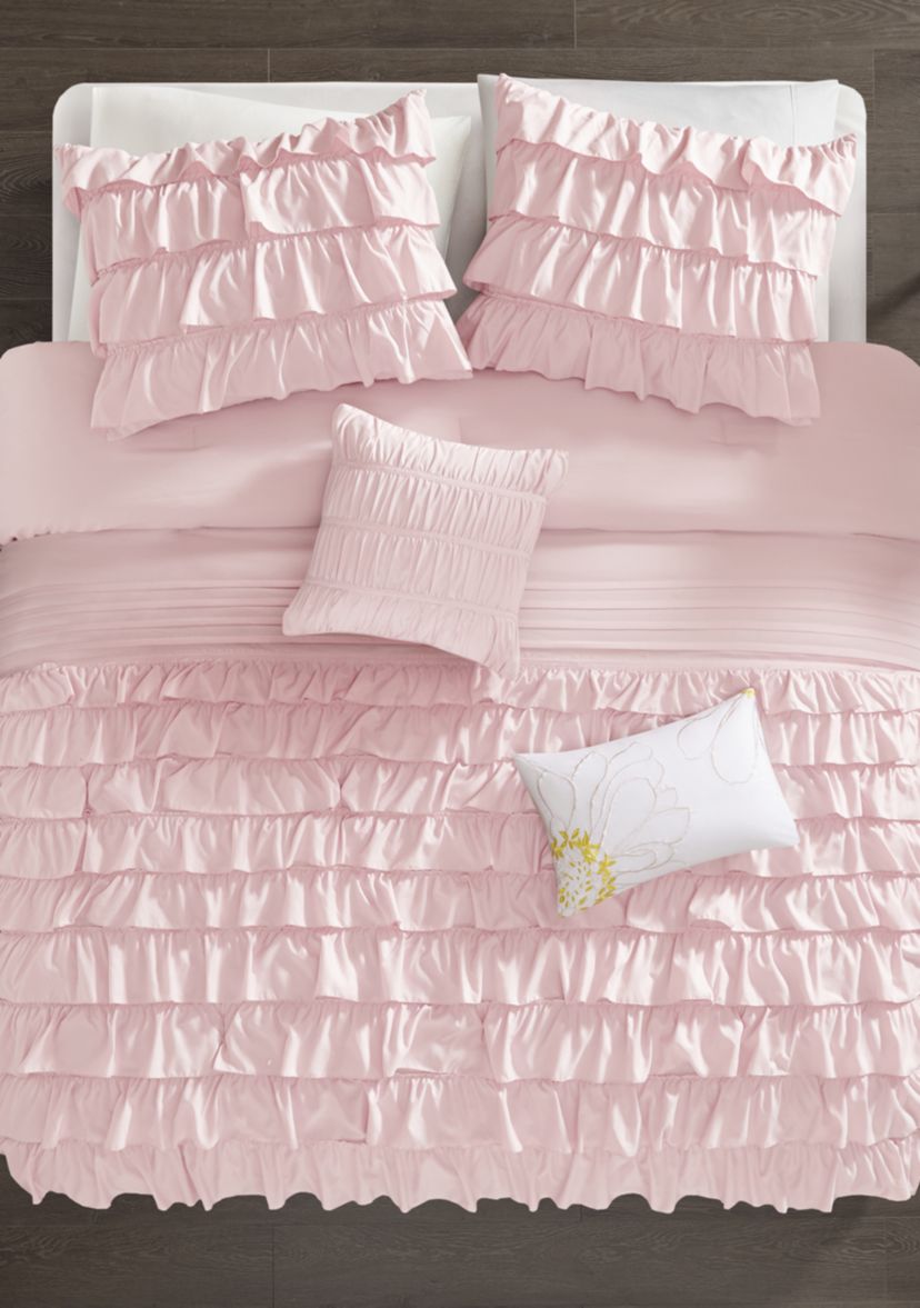 Intelligent Design Waterfall Comforter Set - Blush