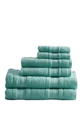 Madison Park Essentials Adrien Super Soft Quick Dry 6 Piece Cotton Towel Set, Teal
