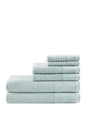 Madison Park Spa Waffle 6 Piece Jacquard Combed Cotton Towel Set